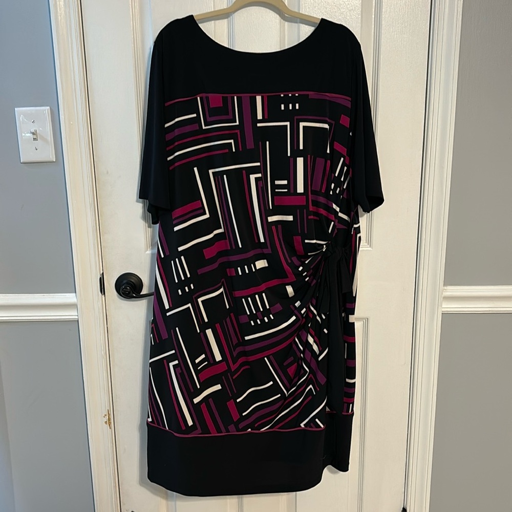 Black white purple and pink wrap dress, 3X